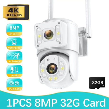 8MP Dual Lens Outdoor Security Camera With Night Vision
