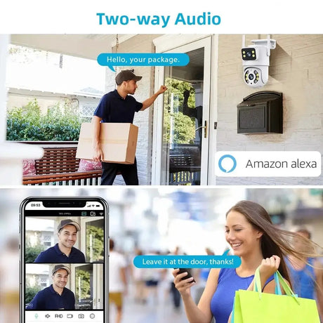 Tuya 8MP WiFi IP Camera PTZ Dual Lens Dual Screen Color Night Vision AI Alerts - stepyours.com