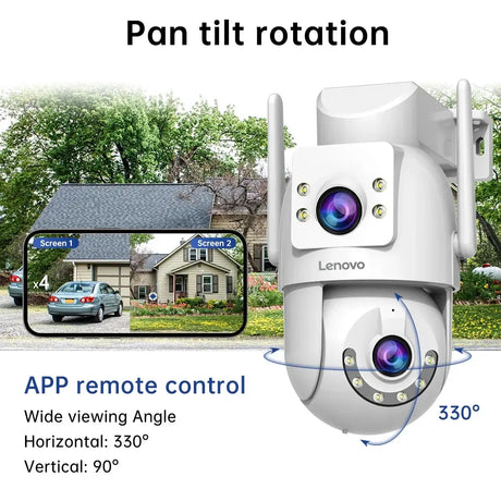 Lenovo 4K Outdoor WiFi Surveillance Camera Dual Lens PTZ IP - ESCAPION