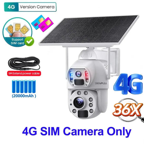 SHIWOJIA Solar 4G Security Camera With 360 Night Vision And 36X Zoom - stepyours.com