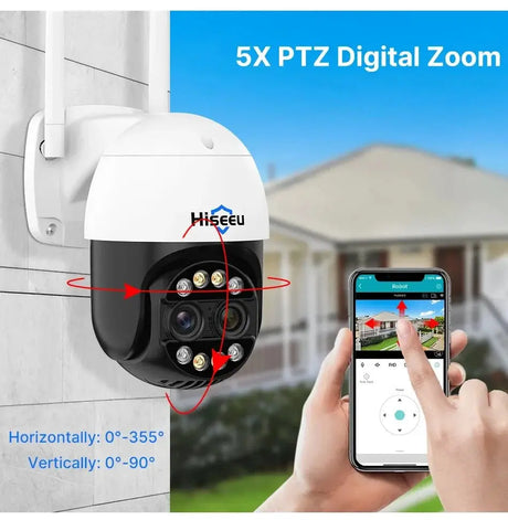 Hiseeu 4K 8MP PTZ WiFi IP Camera With 8X Zoom Night Vision And Smart Detection - stepyours.com