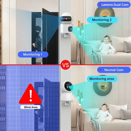 Lenovo 4K IP Camera - Dual Lens 5G WiFi Auto Tracking For Home Surveillance by stepyours.com