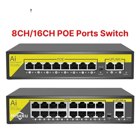 Hiseeu 48V PoE Switch for Surveillance Network Solutions
