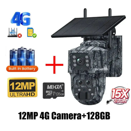 INQMEGA Solar Powered PTZ Camera 5MP 4MP WiFi 4G CCTV With Two Way Audio - stepyours.com