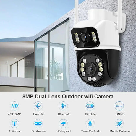8MP 4K PTZ WiFi Outdoor Camera - Dual Lens AI Tracking for Enhanced Security - stepyours.com