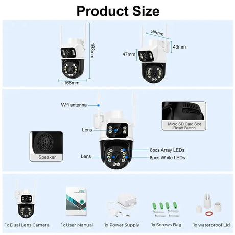 8MP 4K PTZ WiFi Outdoor Camera - Dual Lens AI Tracking for Enhanced Security - stepyours.com