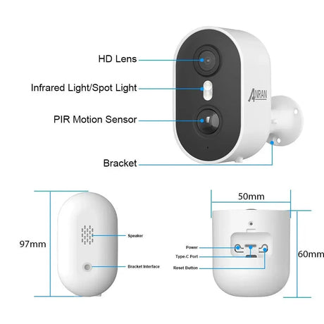 ANRAN C2 2K Battery Wireless Security Camera - 2.4G WiFi IP65 Weatherproof - stepyours.com