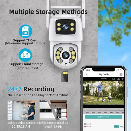 Tuya 8MP WiFi PTZ IP Camera With Dual Lens And Dual Screen Night Vision Outdoor - stepyours.com