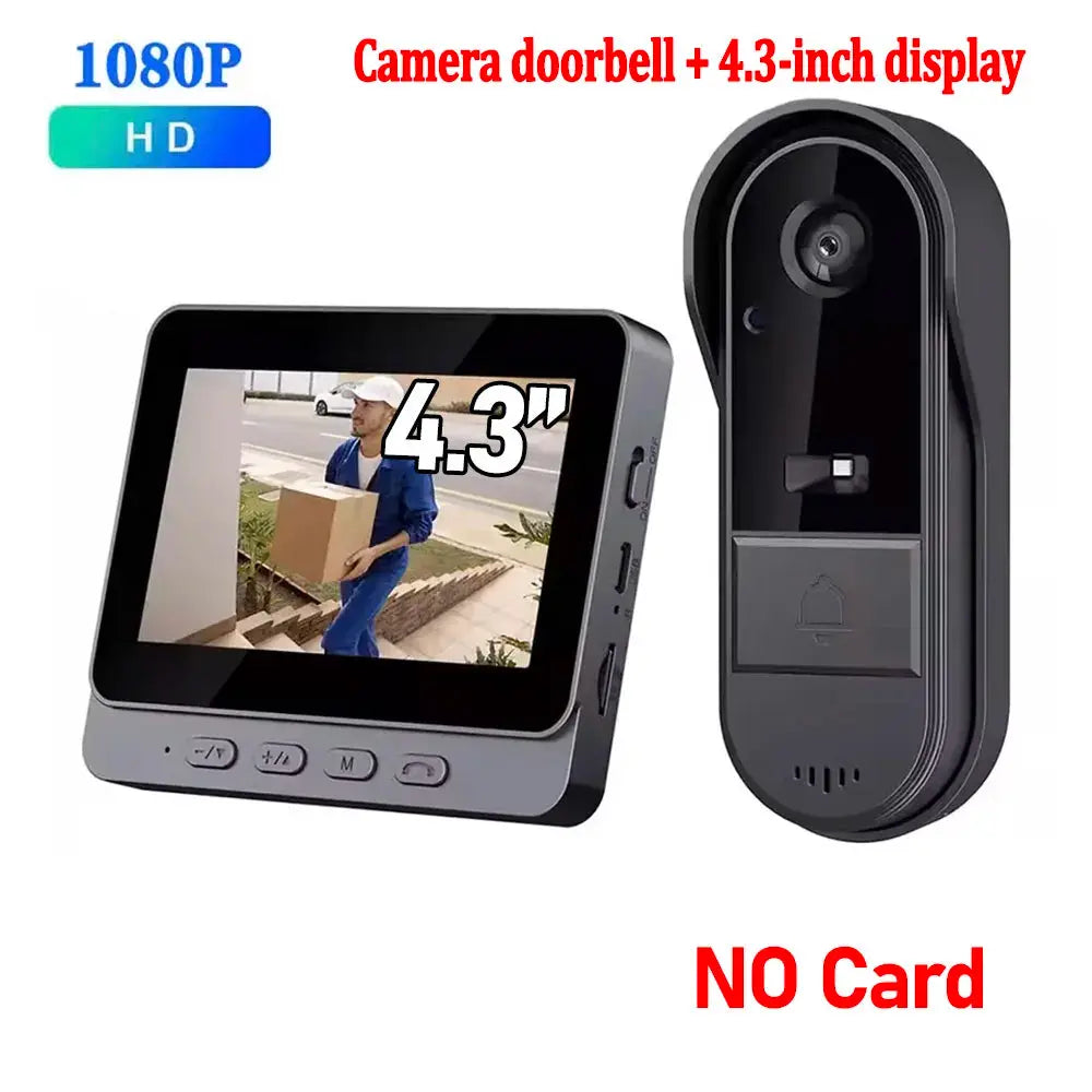 Wireless Wifi Doorbell Camera 1080P Video Intercom Doorbell Waterproof 4.3in IPS Screen Home Security Door Bell IR Night Vision by stepyours.com