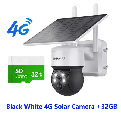 Shiwojia Wifi Wireless PTZ Solar Camera 4G SIM Outdoor 4MP