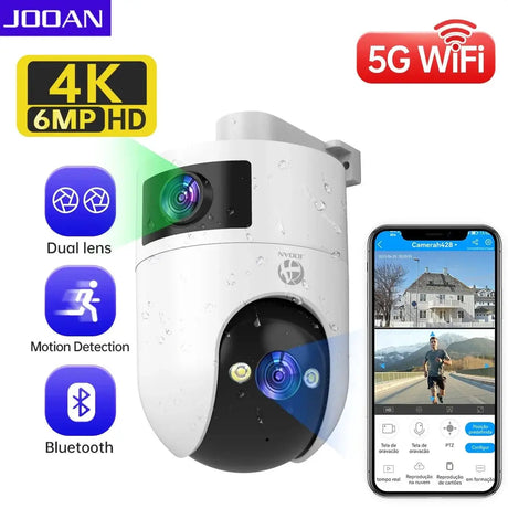 JOOAN 4K Outdoor 5G Wifi Surveillance Camera Dual Lens Auto Tracking PTZ CCTV - stepyours.com
