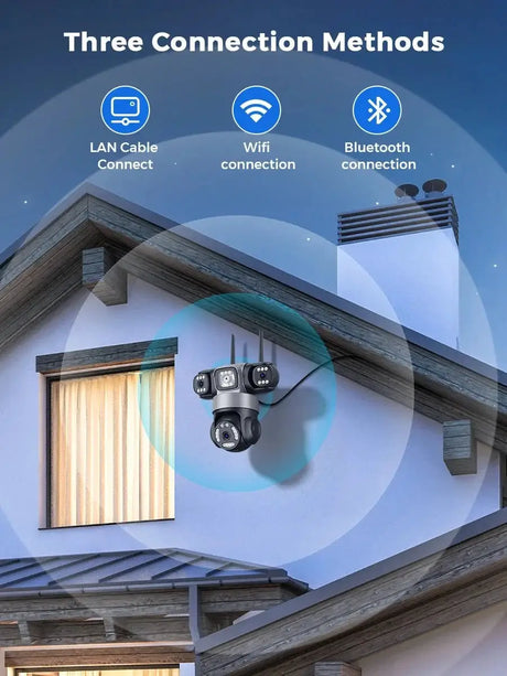 12MP Outdoor WiFi PTZ Camera With 6K HD Triple Lens Waterproof - stepyours.com