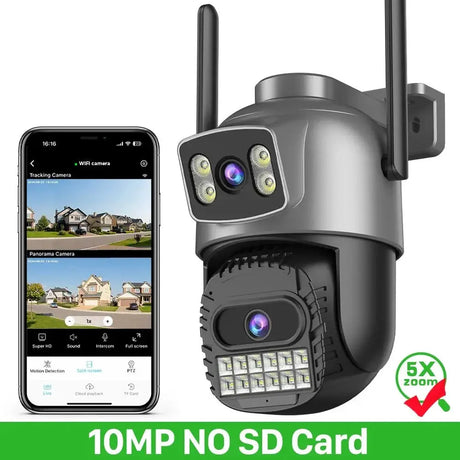 20MP PTZ WiFi Surveillance Camera 4 Lens 10X Zoom Outdoor Night Vision - stepyours.com