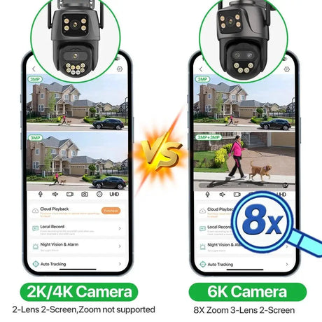 6K 9MP Outdoor Tri - Lens WiFi IP Camera - Auto Tracking And Dual Screen - stepyours.com