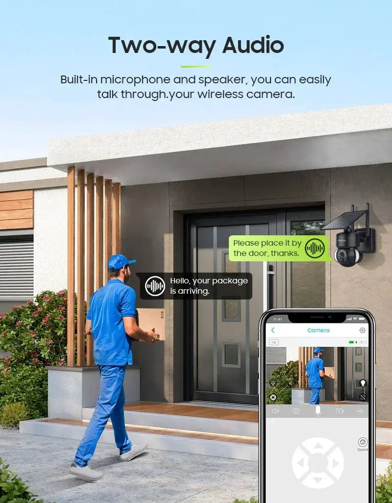 SHIWOJIA Mini Solar Camera 4G Wifi PTZ 3MP 4X Zoom - ESCAPION