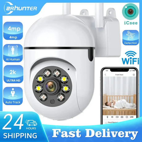 4MP Outdoor WiFi Camera PTZ 2K HD AI Auto Tracking Night Vision - stepyours.com