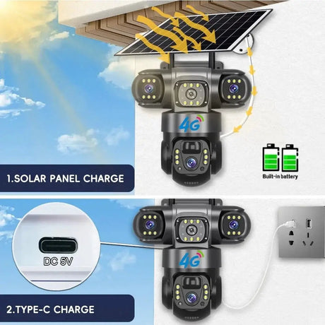 Solar 4G IP Camera 15MP HD Outdoor Night Vision Weatherproof Security - stepyours.com