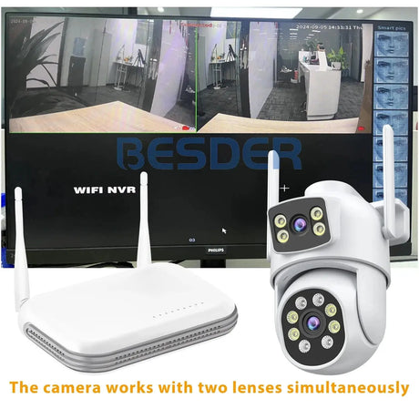 BESDER O-Kam Pro - Dual Screen 4K Outdoor PTZ WiFi Camera With Human Detection by stepyours.com