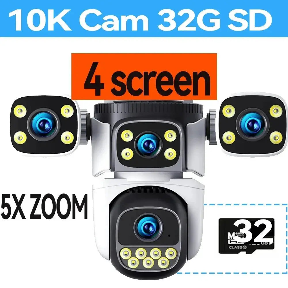 Outdoor WiFi PTZ CCTV Camera With 5X Zoom Four Lens Night Vision - stepyours.com