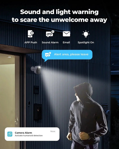 H View PIR Battery Powered Wireless Outdoor Security Camera 2K 3MP WiFi Siren - stepyours.com