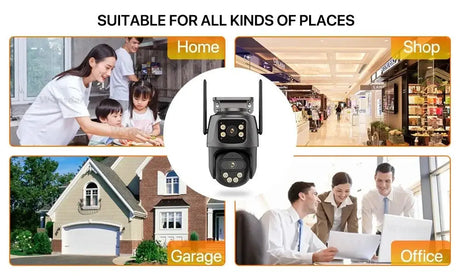 WONSDAR Dual Lens PTZ WiFi Camera Outdoor AI Security iCSee.add Hooks - stepyours.com