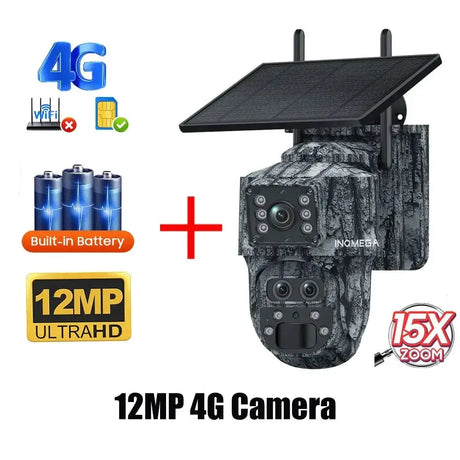INQMEGA Solar Powered PTZ Camera 5MP 4MP WiFi 4G CCTV With Two Way Audio - stepyours.com