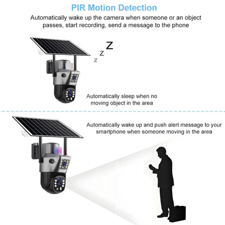 4G Solar Camera Outdoor 6K 12MP Tri Lens Night Vision IP PTZ Surveillance Pro - stepyours.com