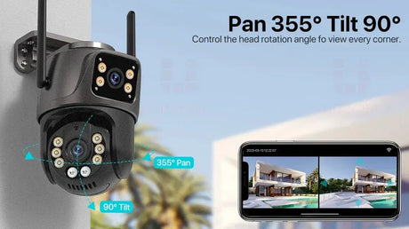 4K 8MP HD WiFi PTZ Camera Outdoor Dual Lens AI Tracking - ESCAPION