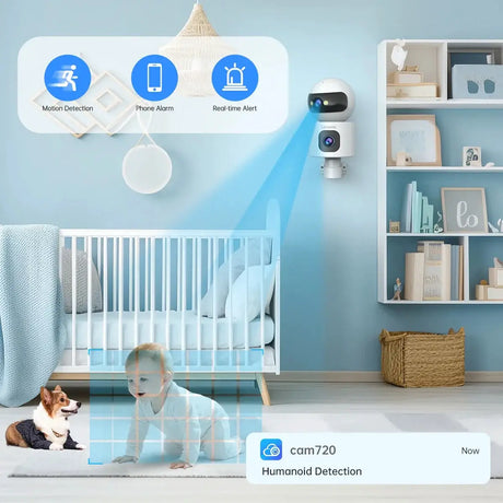 Lenovo 4K IP Camera - Dual Lens 5G WiFi Auto Tracking For Home Surveillance by stepyours.com