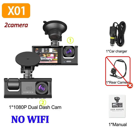 1080P Car Dash Cam 2 To 3 Camera Front And Rear Video Recorder Night Vision - stepyours.com