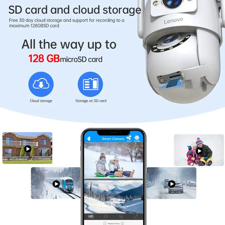 Lenovo 4K Outdoor WiFi Surveillance Camera Dual Lens PTZ IP - ESCAPION