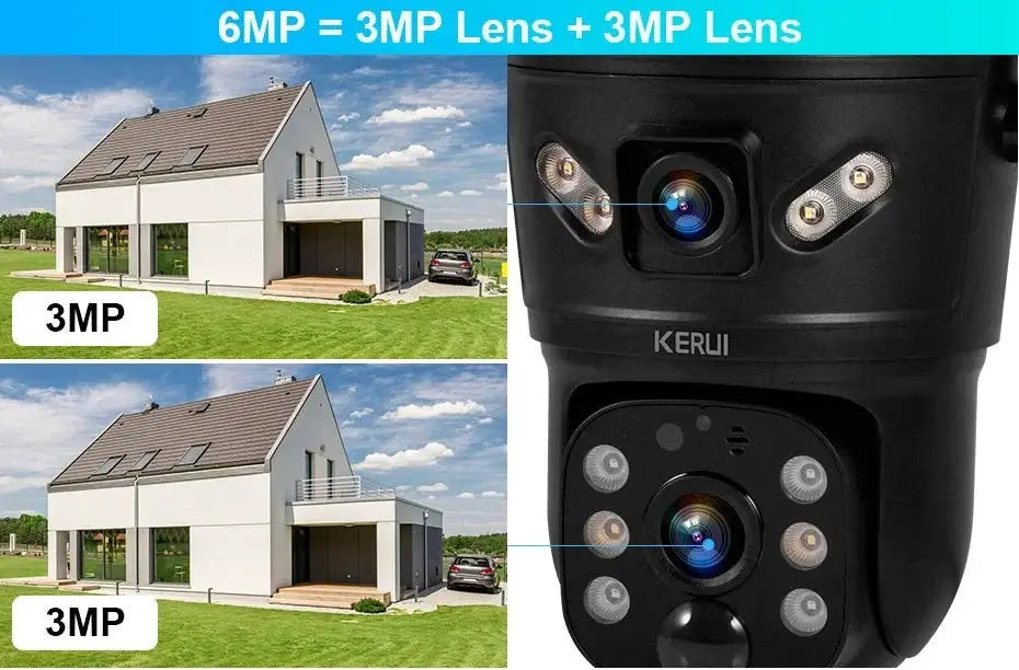 KERUI Outdoor Waterproof Solar Camera 6MP Dual Lens With 4G SIM And WiFi - stepyours.com