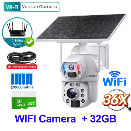 SHIWOJIA Solar 4G Security Camera With 360 Night Vision And 36X Zoom - stepyours.com