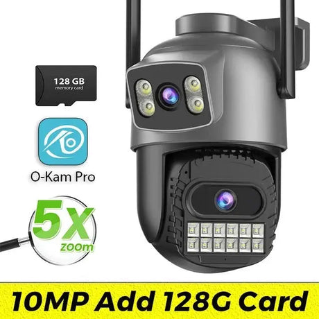 Outdoor Dual Screen IP Camera - 4K 15MP PTZ 10X Zoom AI Human Detection - stepyours.com