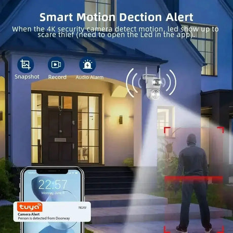 8MP Tuya WiFi PTZ Outdoor Security Camera With AI Auto Tracking Alexa ONVIF - stepyours.com