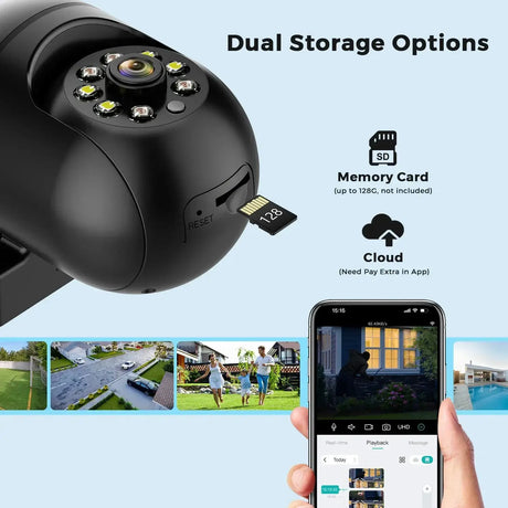 Mini PTZ WiFi Camera 4MP 2K ICsee Surveillance 5X Digital Zoom HD Night Vision - stepyours.com