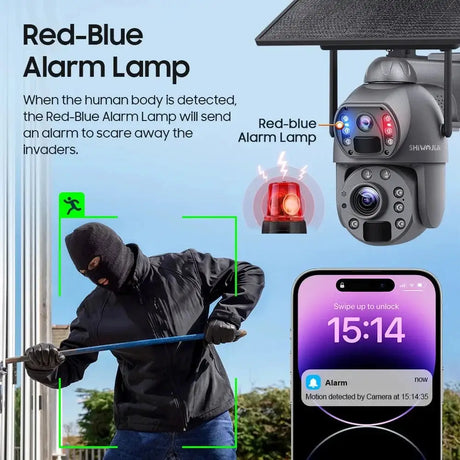 SHIWOJIA Solar 4G Security Camera With 360 Night Vision And 36X Zoom - stepyours.com