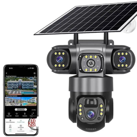 Solar Wireless Security Camera 12MP HD 3 Lens 10X Zoom IP66 Outdoor - stepyours.com