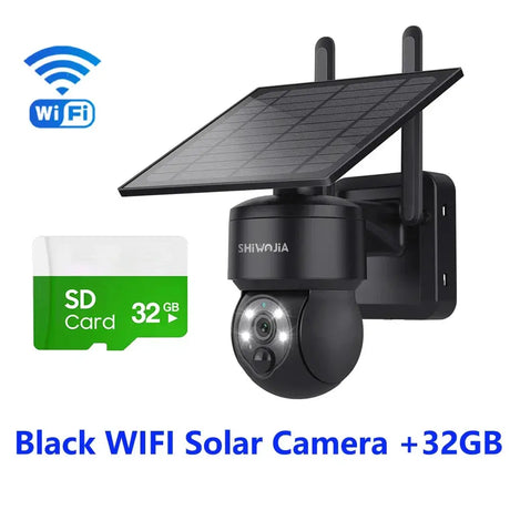 Shiwojia Wifi Wireless PTZ Solar Camera 4G SIM Outdoor 4MP