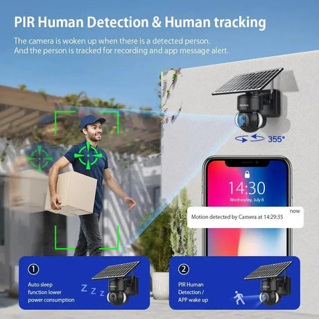 Shiwojia WiFi Solar Powered Security Camera 4MP Outdoor
