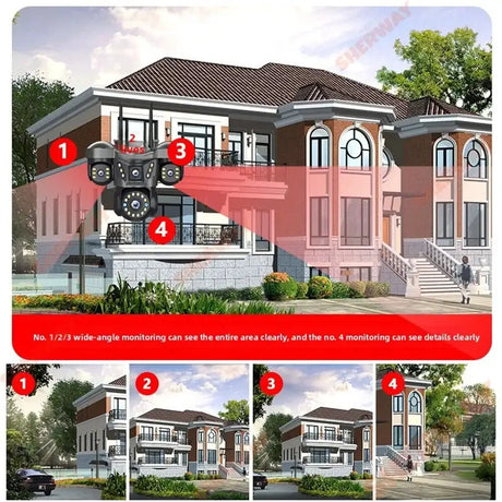 Sherway 10K 20MP UHD Outdoor Quad Lens WiFi IP Camera With 360 PTZ Auto Tracking - stepyours.com