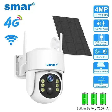 Solar Powered 4MP PTZ IP Security Camera With Night Vision