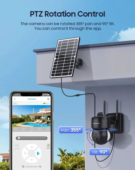 Shiwojia 6MP Solar Camera With 4G Sim Card Outdoor 12X Zoom