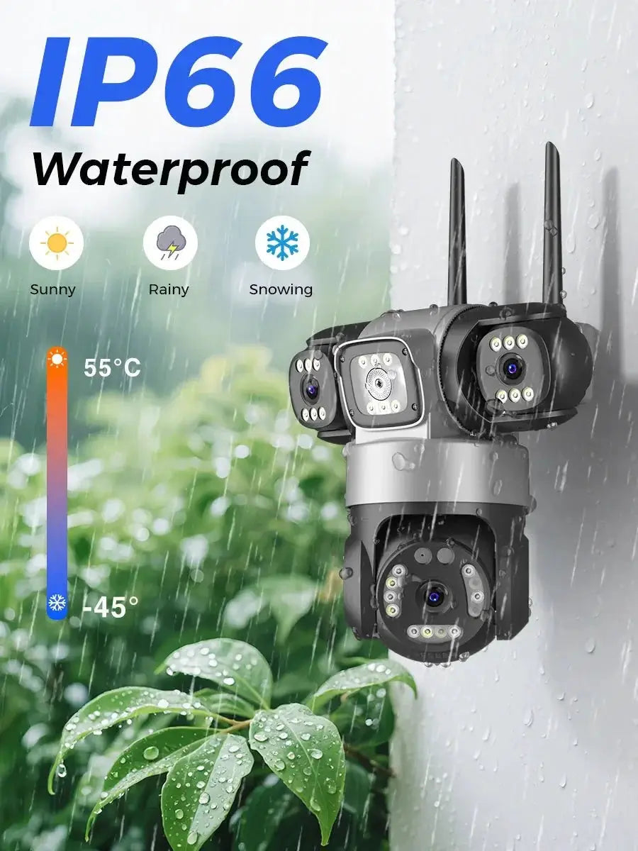 12MP Outdoor WiFi PTZ Camera With 6K HD Triple Lens Waterproof - stepyours.com