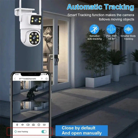 Sherway 4K 8MP Tuya Dual - Lens Outdoor PTZ Camera - AI Tracking and Smart Home - stepyours.com