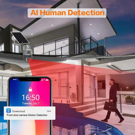 AI Powered Solar Security Camera With Color Night Vision