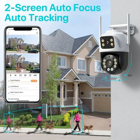 Dual Lens 360 Degree WiFi Camera IP66 Outdoor Security 8MP 4K PTZ - stepyours.com