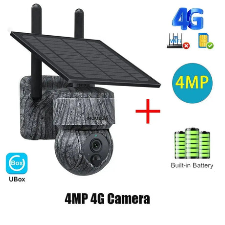 INQMEGA Solar Powered PTZ Camera 5MP 4MP WiFi 4G CCTV With Two Way Audio - stepyours.com