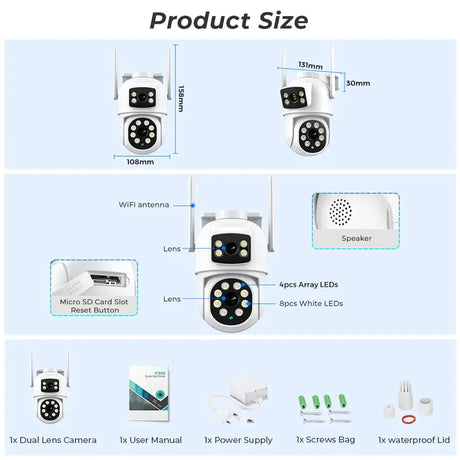 BESDER O-Kam Pro - Dual Screen 4K Outdoor PTZ WiFi Camera With Human Detection by stepyours.com