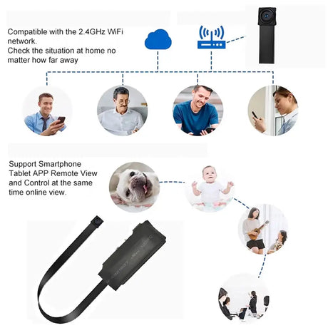 Supports HD 4K WiFi Mini Camera, Remote Viewing, Motion Detection, Loop Storage, DIY Wireless Home Nanny Style Mini Camera